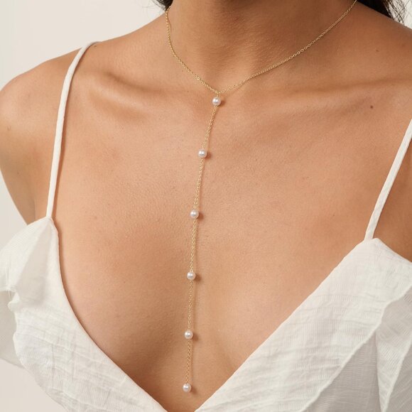 ⚡Pearl Necklace for Women 14K Gold-plated White Gold plated Dainty accessories - Picture 2 of 7